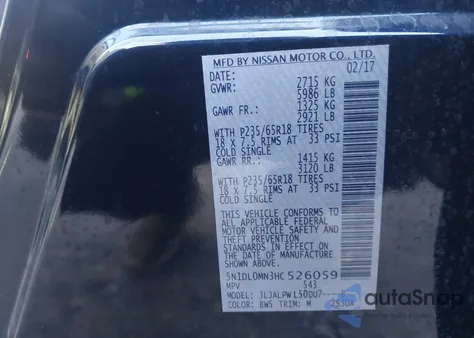 2017 Infiniti Qx60 from USA, damaged, VIN 5N1DL0MN3HC526059